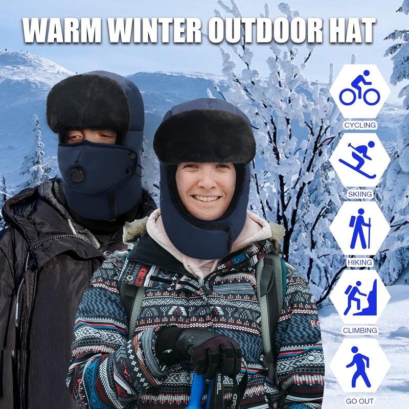 Outrip Winter Trapper Hat for Men & Women, Trooper Hunting Russian Fur Hat with Ear Flap & Mask Aviator Ushanka for Cold Weather - Image 2